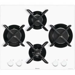 SAUTER SPG9465W - Table De Cuisson Gaz - 4 Foyers - 60 Cm - Verre Trempé - Blanc