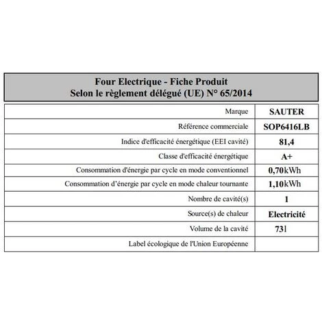 Four Intégrable Multifonction 73l 60cm A+ Pyrolyse Noir - Sop6416lb - Sauter - Noir 6 Four Intégrable Multifonction 73l 60cm A+ Pyrolyse Noir - Sop6416lb - Sauter - Noir – Image 4